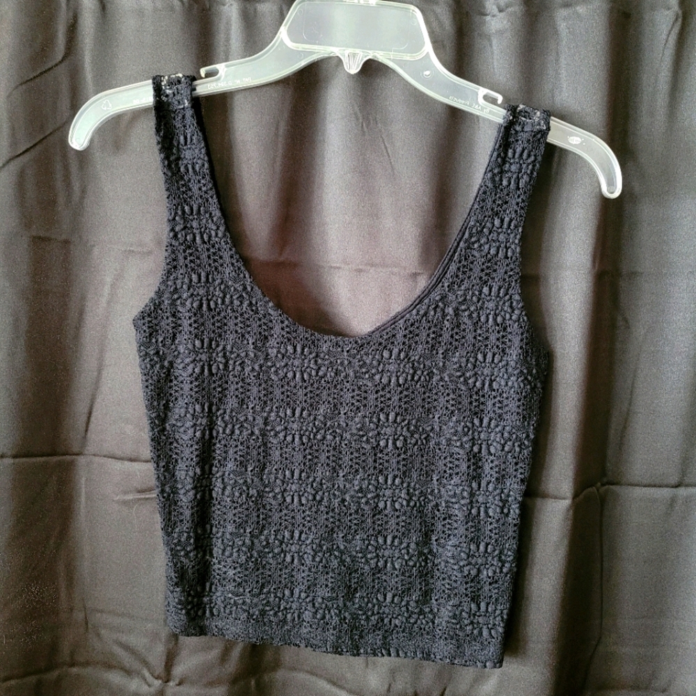 Black lace crop top